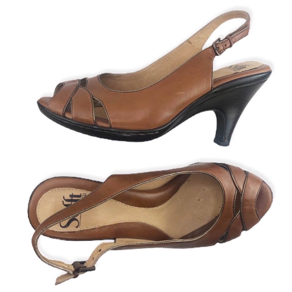Sofft Heels 7W Leather Open Toe